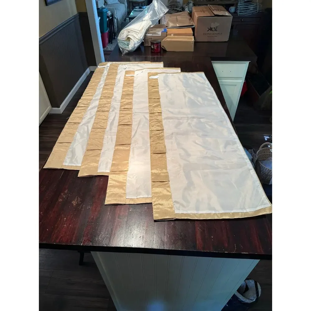 Faux Silk Champagne Gold Window Valances - 16x51 - Rod Pocket - Set of 4